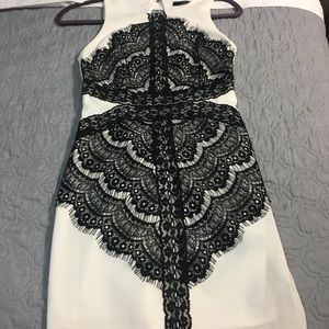White dress with black lace